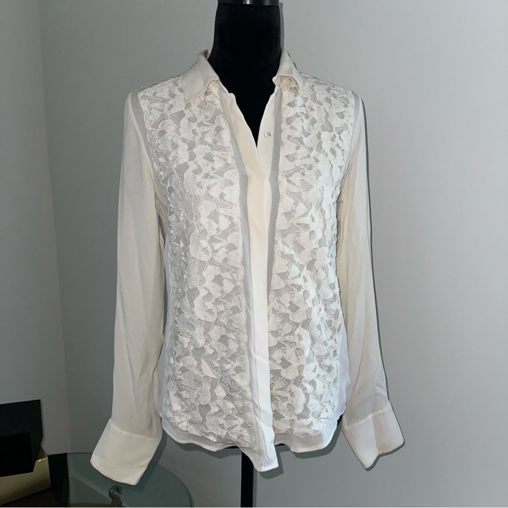 Theory Button Down Collared Blouse Medium